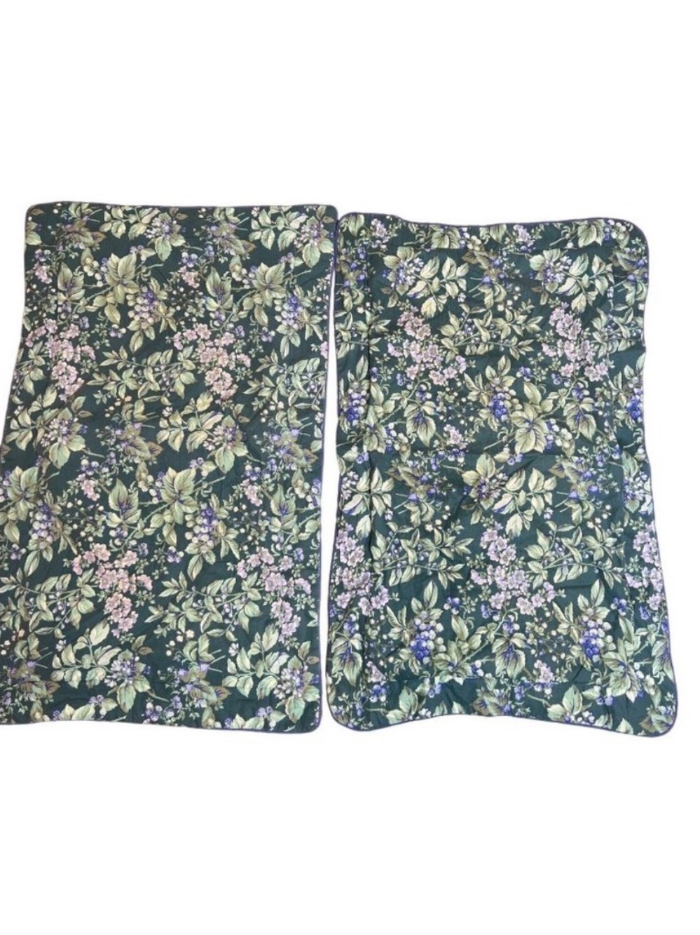 Laura Ashley Set Of 2 Bramble Berry King Pillow Shams Green Blue Cottage Floral